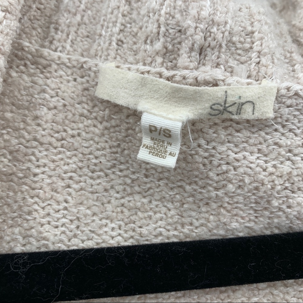Skin Beige Oatmeal Cream Knee Length Open Cardigan Lounge Sweater Size Small - Picture 3 of 11